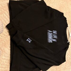 Taylor Swift Black Crewneck Sweater with White and Blue Text